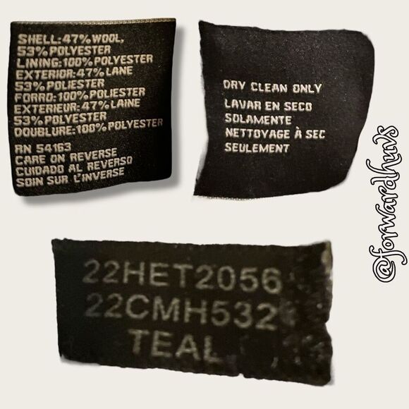 Guess Wool Blend Teal Colored Pea Coat Size Large - Picture 12 of 13